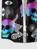 Plus Size Ombre Skulls Galaxy Eye Print Hawaii Button Pocket Shirt For Men -  
