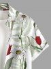 Tulip Flower Leaf Branch Print Hawaii Button Pocket Shirt For Men - Vert clair 6XL