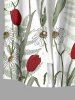 Tulip Flower Leaf Branch Print Hawaii Button Pocket Shirt For Men - Vert clair 6XL