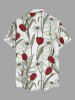 Tulip Flower Leaf Branch Print Hawaii Button Pocket Shirt For Men - Vert clair 6XL