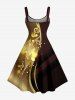 Musical Notes Curve Glitter 3D Print Hawaii Tank Dress - marron foncé 4X