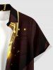 Plus Size Musical Notes Curve Glitter 3D Print Buttons Pocket Hawaii Shirt For Men -  