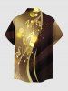 Plus Size Musical Notes Curve Glitter 3D Print Buttons Pocket Hawaii Shirt For Men - marron foncé 3XL
