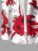 Plus Size Hibiscus Flower Leaf Print Buttons Pocket Hawaii Shirt For Men - Rouge 3XL