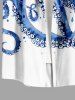 Plus Size Octopus Print Buttons Pocket Hawaii Shirt For Men -  