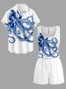 Octopus Print Cinched Hawaii Romper -  