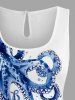 Octopus Print Cinched Hawaii Romper -  