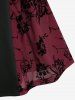 Robe débardeur patchwork à lacets avec flocage fleurs - Rouge foncé S