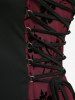 Flowers Flocking Lace Up Patchwork Tank Dress -  