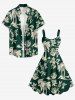 Coconut Tree Flower Leaf Sun Print Plus Size Matching Hawaii Beach Outfit For Couples - Vert profond 