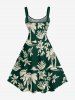 Coconut Tree Flower Leaf Sun Print Plus Size Matching Hawaii Beach Outfit For Couples - Vert profond 