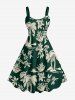 Coconut Tree Flower Leaf Sun Print Plus Size Matching Hawaii Beach Outfit For Couples - Vert profond 