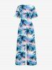 Coconut Tree Ombre Print Hawaii Wide Leg Jumpsuit -  