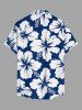 Plus Size Hibiscus Flower Print Buttons Pocket Hawaii Shirt For Men -  
