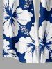 Plus Size Hibiscus Flower Print Buttons Pocket Hawaii Shirt For Men -  