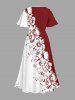 Skull Flowers Colorblock Print Split Hawaii Midi Dress -  