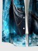 Ship Sea Waves Cruise Print Buttons Pocket Hawaii Shirt For Men - Paon Bleu M