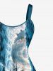 Plus Size Ship Sea Waves Cruise Print Hawaii Tank Dress -  