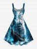 Plus Size Ship Sea Waves Cruise Print Hawaii Tank Dress -  