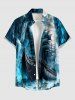 Ship Sea Waves Cruise Print Buttons Pocket Hawaii Shirt For Men -  