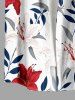 Plus Size Lily Flowers Leaf Print Buttons Pocket Hawaii Shirt For Men - Rouge S