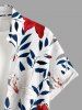 Plus Size Lily Flowers Leaf Print Buttons Pocket Hawaii Shirt For Men - Rouge L
