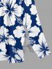 Hibiscus Flower Print Split Hawaii Midi Dress - Bleu 6X