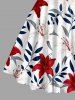 Lily Flowers Leaf Print Crisscross Straps Bowknot Hawaii Tank Dress - Rouge M