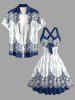 Flower Pattern Ethnic Print Hawaii Halter Crisscross Strappy A Line Dress - Cadetblue M