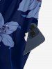 Flower Leaf Print Hawaii Wide Leg Jumpsuit - Cadetblue 2XL