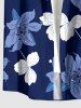 Flower Leaf Print Hawaii Button Pocket Shirt For Men -  