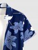 Flower Leaf Print Hawaii Button Pocket Shirt For Men -  