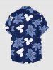 Flower Leaf Print Hawaii Button Pocket Shirt For Men -  