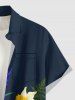 Chemise hawaïenne à imprimé feuilles et fleurs, avec boutons et poche, pour homme - Bleu de Minuit XL