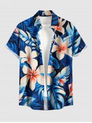 Flowers Tropical Leaf Print Buttons Pocket Hawaii Shirt For Men -  