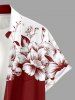Skull Flowers Colorblock Print Plus Size Matching Hawaii Beach Outfit For Couples - Rouge Vineux 
