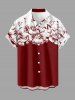 Skull Flowers Colorblock Print Plus Size Matching Hawaii Beach Outfit For Couples - Rouge Vineux 