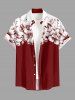 Skull Flowers Colorblock Print Plus Size Matching Hawaii Beach Outfit For Couples - Rouge Vineux 