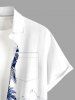 Plus Size Coconut Tree Seascape Print Buttons Pocket Hawaii Shirt For Men - Bleu profond L