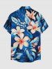 Flowers Tropical Leaf Print Buttons Pocket Hawaii Shirt For Men -  