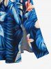 Flowers Tropical Leaf Print Split Hawaii Midi Dress - Bleu 1X