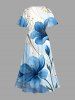 Hibiscus Flower Print Hawaii Split Pocket A Line Midi Dress -  