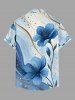 Hibiscus Flower Print Hawaii Button Pocket Shirt For Men -  