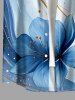 Hibiscus Flower Print Hawaii Button Pocket Shirt For Men -  