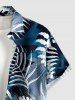 Tropical Leaf Ombre Colorblock Print Hawaii Button Pocket Shirt For Men - Bleu de Minuit 6XL