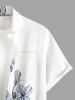 Flower Leaf Print Hawaii Button Pocket Shirt For Men -  