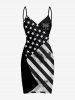 Patriotic American Flag Print Convertible Beach Cover Up -  