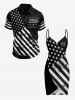 Patriotic American Flag Print Convertible Beach Cover Up -  