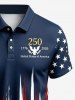 Plus Size Patriotic American Flag Print Button Polo Shirt For Men - Bleu profond M