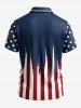 Plus Size Patriotic American Flag Print Button Polo Shirt For Men - Bleu profond M